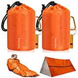 2 Stück Notfalldecke Schlafsack,Leichte Survival-Schlafsäcke mit Pfeife, Biwaksack Wasserdicht tragbare Notfalldecke für Camping, Wandern, Outdoor, Aktivitäten