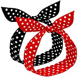 2 Stücke Rote Gepunktete Stirnbänder für Mädchen und Frauen Retro Bandana Stirnband 50er Verdrahtet Stirnband Vintage Gedruckt Weihnachts Haarband