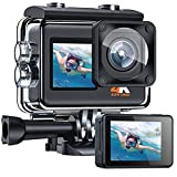 Action Cam 4K 24MP 30FPS Unterwasserkamera 40M mit Doppelbildschirm Wi-Fi EIS Action Cam Wasserdicht instellbar 170° Ultra HD Weitwinkelobjektiv Camcorder ...