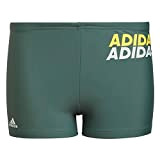 adidas Boys Boxer Swimwear Yb Lin Brief, Green Oxide/Impact Yellow/Linen Green, HM2098, 140