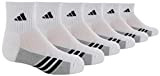 adidas Boys Youth Graphic Medium Quarter Sock, Pack of 6, White/Black/Aluminum 2, 13-4