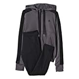 adidas Damen-Trainingsanzug mit Kapuzensweatshirt, enganliegend, Damen, Grau/Schwarz, L/S