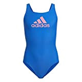 adidas Girls Swimsuit Yg Bos Suit, Glory Blue/Bliss Pink, HM2104, 152