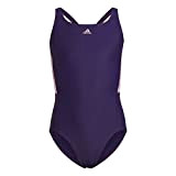 adidas Girls Swimsuit Yg Cb 3S Suit, Dark Purple/Bliss Pink, HM2078, 110