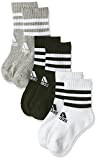adidas Unisex Crew Socks 3-Streifen Cushioned Crew Socken, 3 Paar, Mgreyh/White/Black, DZ9345, Size XS