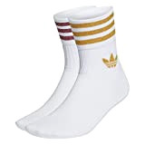 adidas Women's MID Cut GLT SCK Socks, White/Craft Gold/Legacy Burgundy, L