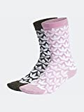 adidas Womens Crew Socks Monogram Full Glitter Crew Socks 2 Pairs, Blipnk/Black, HL9420, Size M