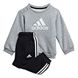 adidas Youth/Baby Jogger I Bos Logo Jog, Top:Medium Grey Heather/White Bottom:Black/White, H28835, 68