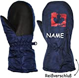 alles-meine.de GmbH Fausthandschuhe - mit Reißverschluß & langem Schaft - Gr. 11 bis 12 Jahre - dunkel blau - Blatt ...
