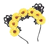 Amosfun Halloween Ohr Stirnband Sonnenblume Haarbänder Spitze Haarreifen Halloween Party Kopfschmuck Haarschmuck für Frauen Mädchen