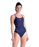 ARENA Damen Women's Swimsuit Swim Pro Back Graphic Badeanz ge, Navy-freak Rose, 38 EU