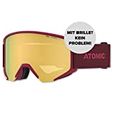 ATOMIC SAVOR BIG STEREO Skibrille - Dunkelrot - Brille für klare Sicht & Blendschutz - Hochwertig verspiegelte Sportbrille - Over ...