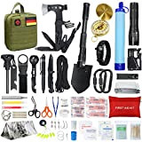 Außen Notfall Survival Kit mit Erste Hilfe Set, WayinTop 180PCS Survival Ausrüstung mit Wasserfilter Stroh Multi-Tool Hammer Axt, Geschenke für ...