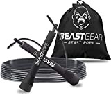 Beast Gear Springseil für Erwachsene - Fitness-Speed-Rope für Ausdauer, Abnehmen Indoor-/Outdoor-Sprungseil zum Boxen, Sport, MMA, Crossfit - Schwarz