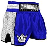 Buddha Fight Wear. Premium-Retro-Shorts, speziell für Kickboxen, Muay Thai, K1 oder jeden Kontaktsport, blau, XXL