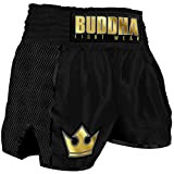Buddha Fight Wear. Retro-Premium-Kurz, speziell für Kickboxen, Muay Thai, K1 oder jede Art von Kontaktsport, Schwarz , 56