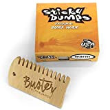 Buster Surfboards Sticky Bumps Original Surfboard Wax Set mit Surf Grip Surfwachs Bambus Waxkamm Temperatur Warm 17°C - 24°C | ...
