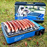 Butangas Camping Gasgrill Evergrill mit Transportkoffer | Campinggrill Gasgrill BBQ Barbeque Tischgrill Butangas