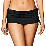 Calvin Klein Damen solid Full Side Shirred Hipster Bottom Bikini-Unterteile, schwarz, Medium