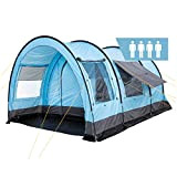 CampFeuer Zelt Relax4 für 4 Personen | Hellblau/Grau | Variables Tunnelzelt mit großem Vorraum, 5000 mm Wassersäule | Abtrennbare Schlafkabine ...
