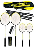 Carlton Nanoblade Tour Family Badminton-Set, inkl. 2 Erwachsenen, 2 Junior-Schläger, Netz, Pfosten, Tragetasche und 3 Federbällen