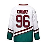 Charlie Conway #96 Mighty Ducks Film Eishockey Trikot Jersey Übungs Training Sport Ice Hockey Jersey Genähte Buchstaben Zahlen Sweatshirts,White,L(Bust:127cm)