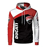 Cronell Story Unisex Langarm Hoodie 3D Digital International Ducati Logo Print Sweatshirt Lässiges Sweatshirt (1,XL)
