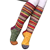 Damen Cotton Touch Kniestrümpfe Baumwolle Kniestrümpfe Für Damen & Herren Warme Knitting High Knee Socks Retro Schüler Überknie Strick Socken