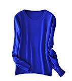 Damen Pullover Kaschmir Pullover O-Ausschnitt Langarm Sweater Knit Sweater, blau, XX-Large
