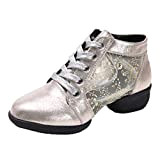 Damen Tanzschuhe Sneaker Trainingsschuh Jazzschuhe Transparent Schnürung Mittelhohe Weiche Sohle Rumba Ballroom Latein Salsa Tango Dance Schuhe