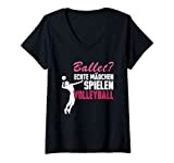 Damen Volleyball Volleyballerin Beachvolleyball T-Shirt mit V-Ausschnitt