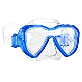 Dorlle Kinder Taucherbrille Tauchmaske,Anti-Fog und Anti-Leck Schnorchelbrille Schwimmbrille Wasserdicht Tempered Glas Maske für Kinder,Blau