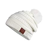Drahtlose Musik Mütze warmes Strick -Fleece -Kappe mit Kopfhörern Mikrofon Winterpom Hut für Frauen