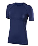 FALKE Damen Kurzarmshirt Maximum Warm Comfort Fit, Sport Performance Material, 1 Stück, Blau (Dark Night 6177), Größe: XS