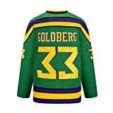 Film Eishockey Trikot Jersey Greg Goldberg # 33 Mighty Duck Herren Polyester Stickerei Sport Sweatshirts Hip Hop Langarm,Green,2XL(Bust:134cm)