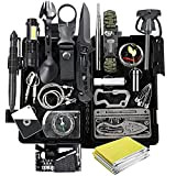 FINIBO Survival Kit 21 in 1, Outdoor Ausrüstung, Außen Notfall Set mit Kompass Taktische Taschenlampe und Weiterem Zubehör, für Camping, ...