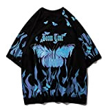Flame Butterfly Bedrucktes T-Shirt Übergroße T-Shirts 2020 Sommer Unisex Kurzarm Lose T-Shirts Aus 100% Baumwolle, Schwarze T-Shirts, XL