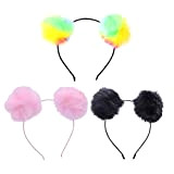 Frcolor Fuzzy Ball Katze Ohr Stirnband Schöne Haarband Zubehör für Weihnachten Kinder Kinder 3 stücke Zufällige Farbe
