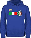 Fussball WM 2022 Fanartikel Kinder - 12. Mann Italien Mannschaft - 140 (9/11 Jahre) - Royalblau - Hoodie Jungen - ...