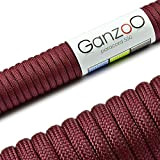 Ganzoo Paracord 550 Seil für Armband, Leine, Halsband, Nylon-Seil 15 Meter, weinrot