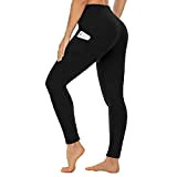 Gayhay Sportleggings Mit Taschen High Waist Schwarze Yoga Gym Scrunch Butt Push Up Leggings Damen Sport Hose Lang (Schwarze, L-XL)