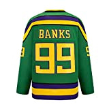 Generic Adam Banks # 99 Mighty Ducks Film Eishockey Trikot Jersey Herren Trainings Sport Ice Hockey Jersey Atmungsaktives Stickerei Sweatshirts,Green,2XL(Bust:134cm)