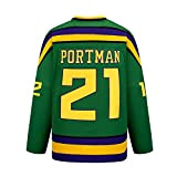 Generic Dean Portman # 21 Eishockey Trikot Jersey Filmversion Mighty Ducks Sport Sweatshirts Männer Party Stickerei Langarm Ice Hockey Jersey,Green,L(Bust:127cm)