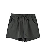 Generic Lounge-Shorts Mit Kordelzug FüR Damen Lockere Einfarbige Bequeme Shorts Weites Bein Elastische Taillen-Shorts Mit Taschen (XL,Dunkelgrün)