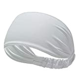 geshiglobal Sport-Stirnband, Unisex, Polyesterfaser, atmungsaktiv, schweißabsorbierend, Turban, Reiten und Laufen, Polyesterfaser, Weiß