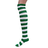 Gestreifter Oberschenkel Hoher Strumpf Socken: Streifen über Kniestrümpfen Frauen Socken Grüne ?e Oberschenkel Hohe Fuzzy Socken Für T?gliche Kleidung Cosplay