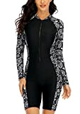 Halcurt Damen Langarm Badeanzug Schwimmanzug UV-Anzug UPF 50+ Reißverschluss Schutzkleidung