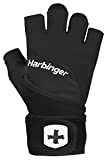 Harbinger Training Grip Wristwrap Gloves, Handschuhe zum Schwergewichtheben für besseren Handflächenschutz und Handgelenkstabilität, Medium, Unisex, Schwarz, 22292, M