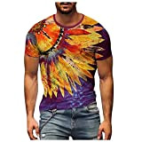 Herren Sommer T-Shirt  Slim Fit Rundhals-Ausschnitt Fashion Freizeit 3D Druck Weich Streetwear Witzig Gedruckt Modern Oversize (5XL,Violett)
