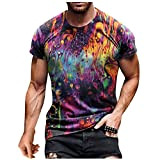 Herren Sommer T-Shirt  Slim Fit Rundhals-Ausschnitt Fashion Freizeit Mode Casual Streetwear Witzig Gedruckt Modern Oversize (L,Violett)